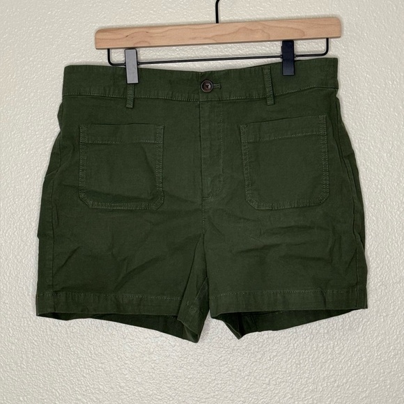 J. Crew Lizzie High Waist Linen Blend Patch Pockets Olive Shorts NWT 29 - Picture 5 of 7